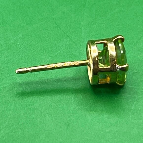 Estate 14K Gold Peridot Stud Earrings Mexico Hallmarked Light Green Fine Jewelry - Picture 7 of 10